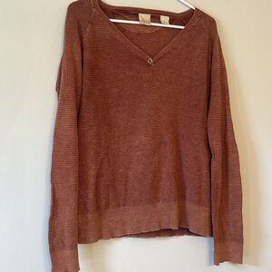 Natural Reflections  Long-Sleeve Waffle Shirt for Ladies Large burnt orange/red